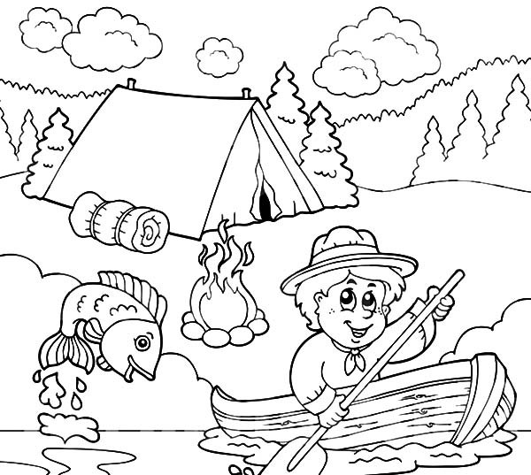 600x537 Boy Scouts Going Fishing Coloring Pages Best Place To Color