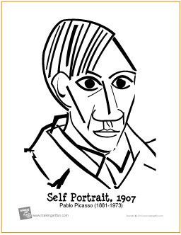 256x332 Self Portrait (Picasso) Free Printable Coloring Page