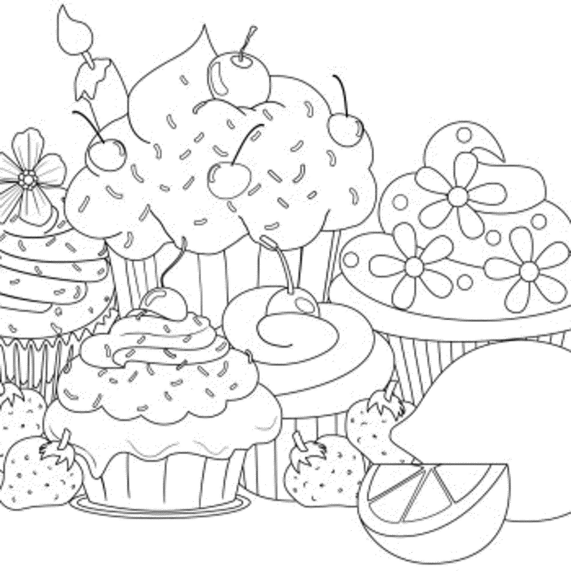2000x2000 Cupcakes Coloring Pages