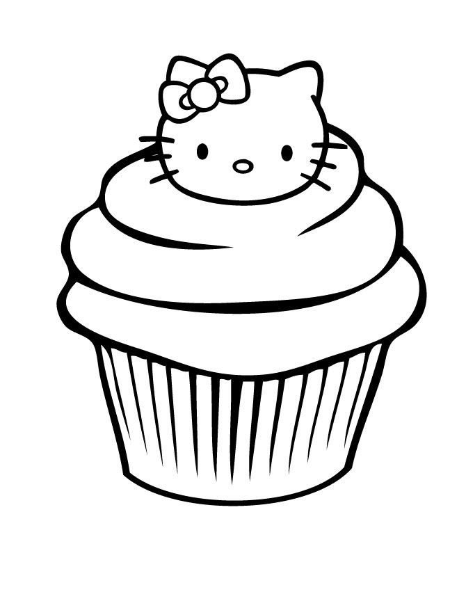 670x851 Hello Kitty In A Cupcake Free Coloring Page Hello Kitty, Kids