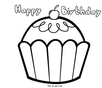 Print Out Happy Birthday Muffin Cupcake Coloring Pages 391x338 Print Out Happy Birthday Muffin Cupcake Coloring Pages