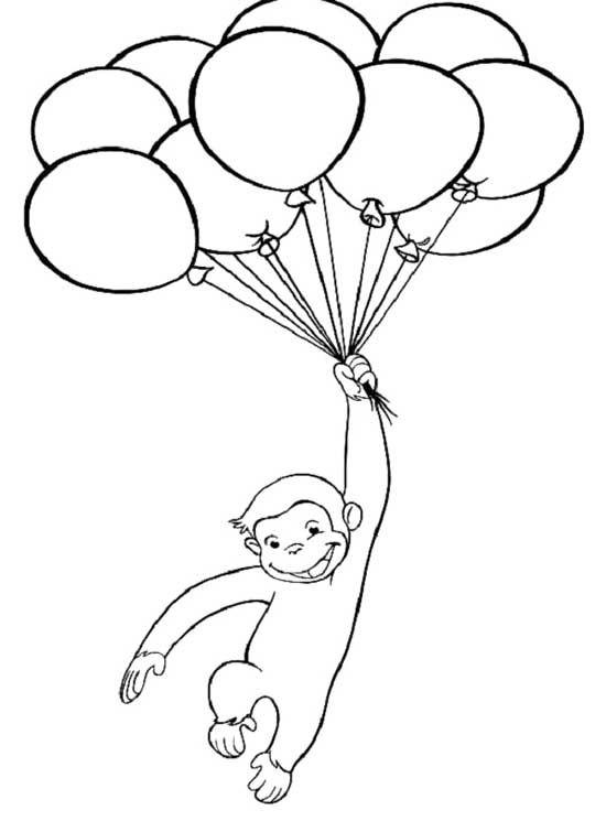 550x745 Curious George With Balloons Coloring Page 2nd Bday