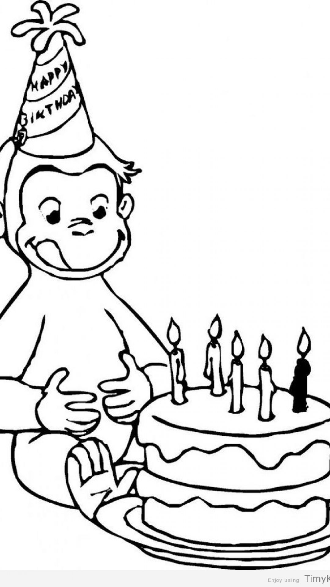 1080x1920 Curious George Birthday Coloring Pages Timykids