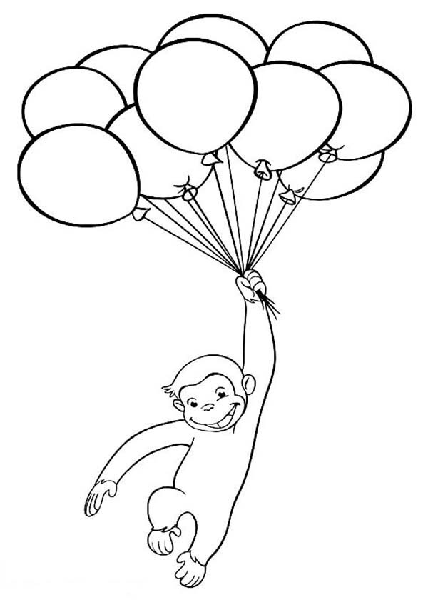600x840 Happy Curious George Coloring Page