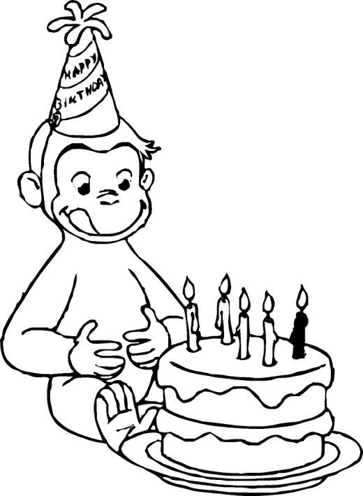 Curious George Birthday Coloring Pages Picture Parties 520x710 Curious George Birthday Coloring Pages Picture Parties