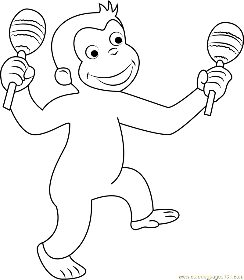 800x915 Curious George Dancing Coloring Page