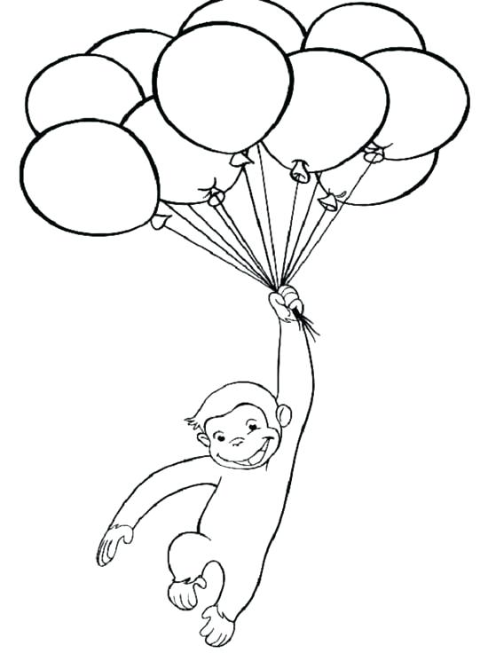 550x745 Curious George With Balloons Coloring Page Zzzcurious George