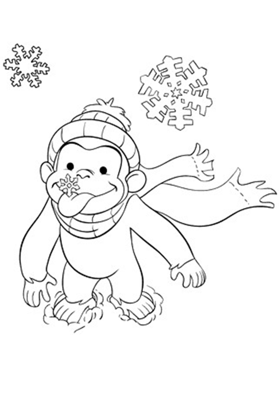 1091x1637 Pioneering Curious George Printables Coloring Pages Snow
