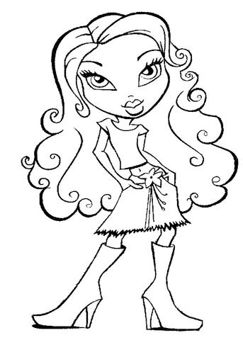 With Curly Hair Coloring Page Bratz Curly 343x480 With Curly Hair Coloring Page Bratz Curly