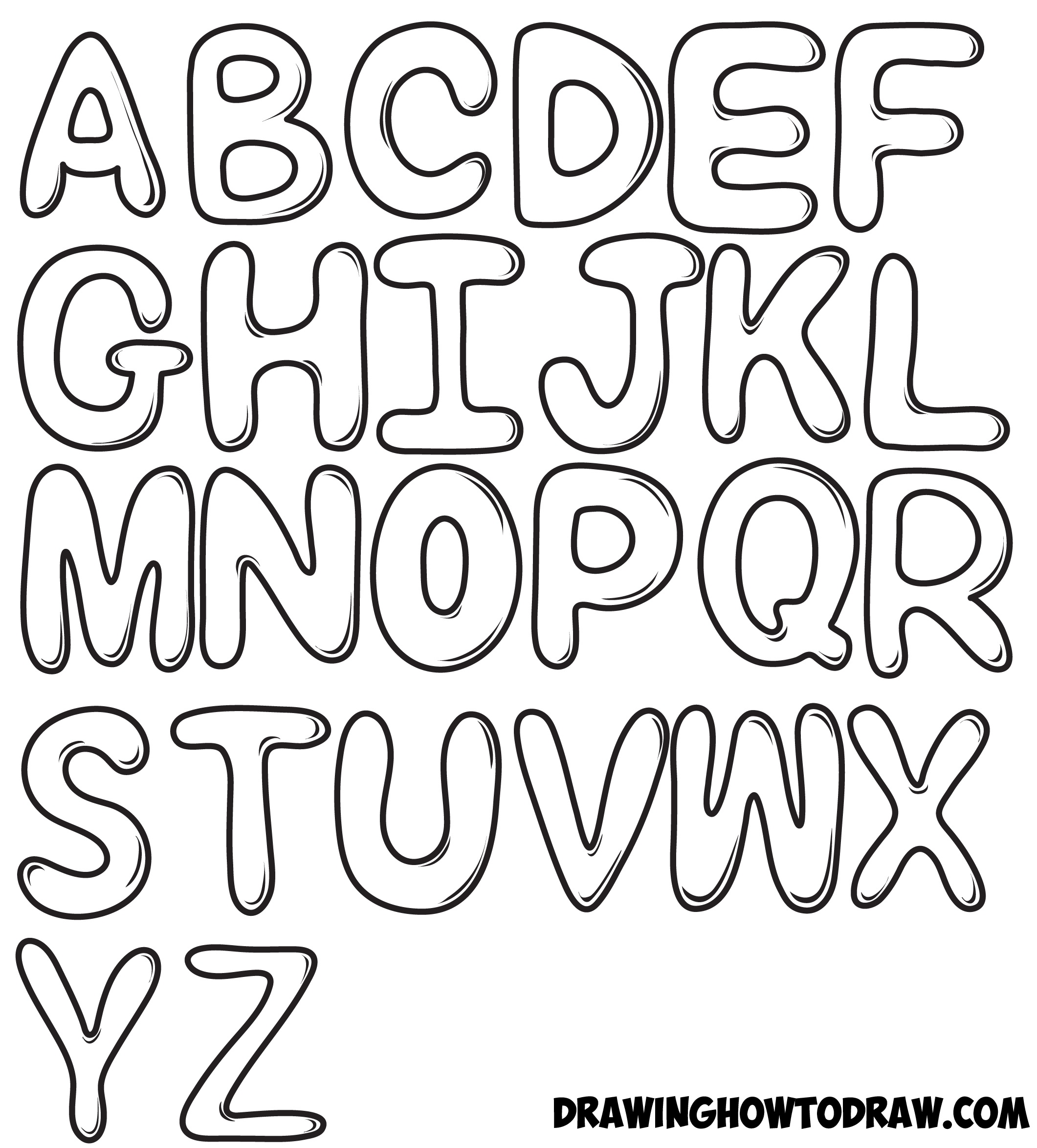 2121x2349 Cursive Bubble Letters