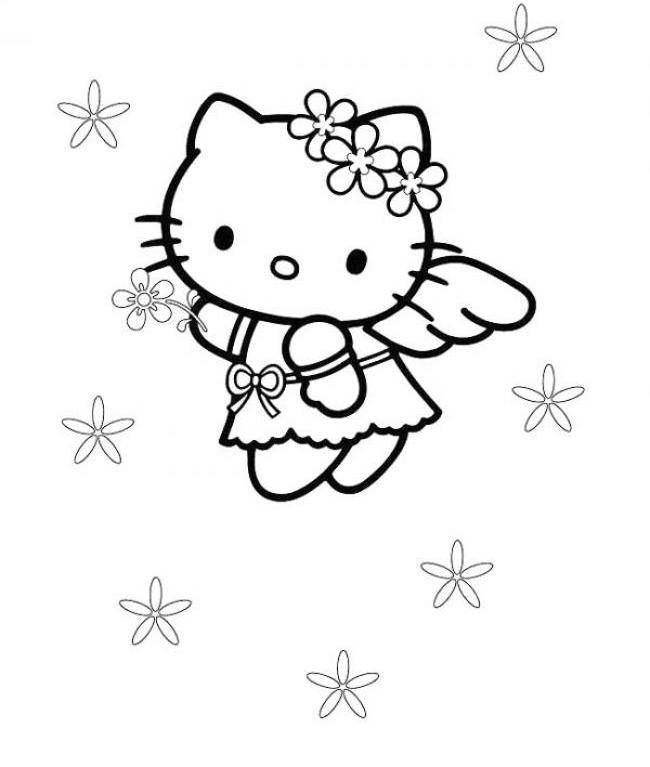 650x767 Cute Hello Kitty Coloring Pages Angel Cartoon Coloring Pages