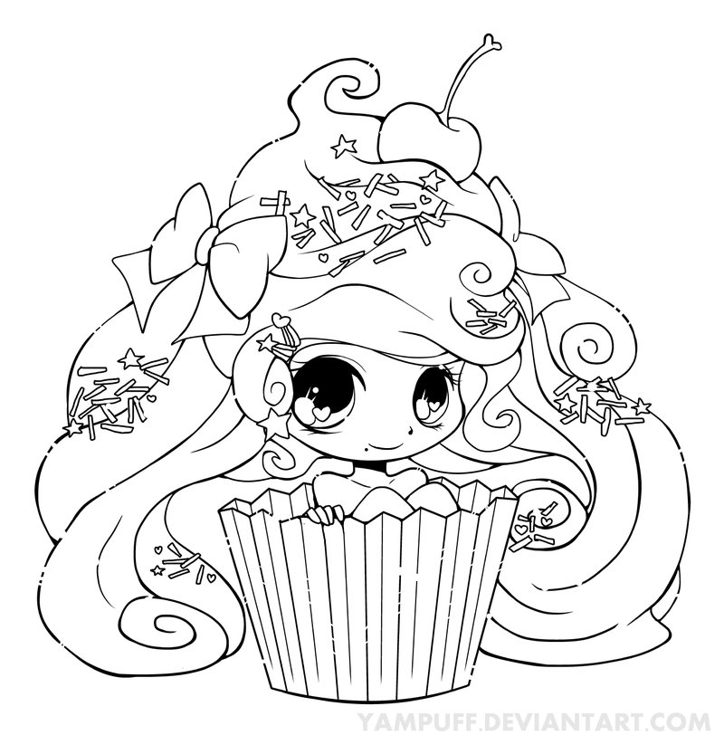 800x812 Cupcake Anime Chibi Girl Coloring
