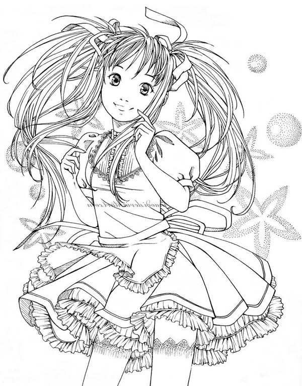 600x766 Free Coloring Pages Of Animeanime Girl Cute 618,