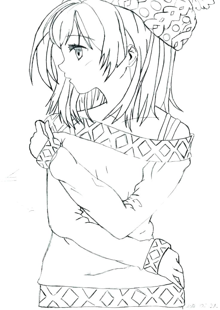 Anime Color Pages Cartoon Girl Coloring Pages Cute Anime Coloring 736x1039 Anime Color Pages Cartoon Girl Coloring Pages Cute Anime Coloring