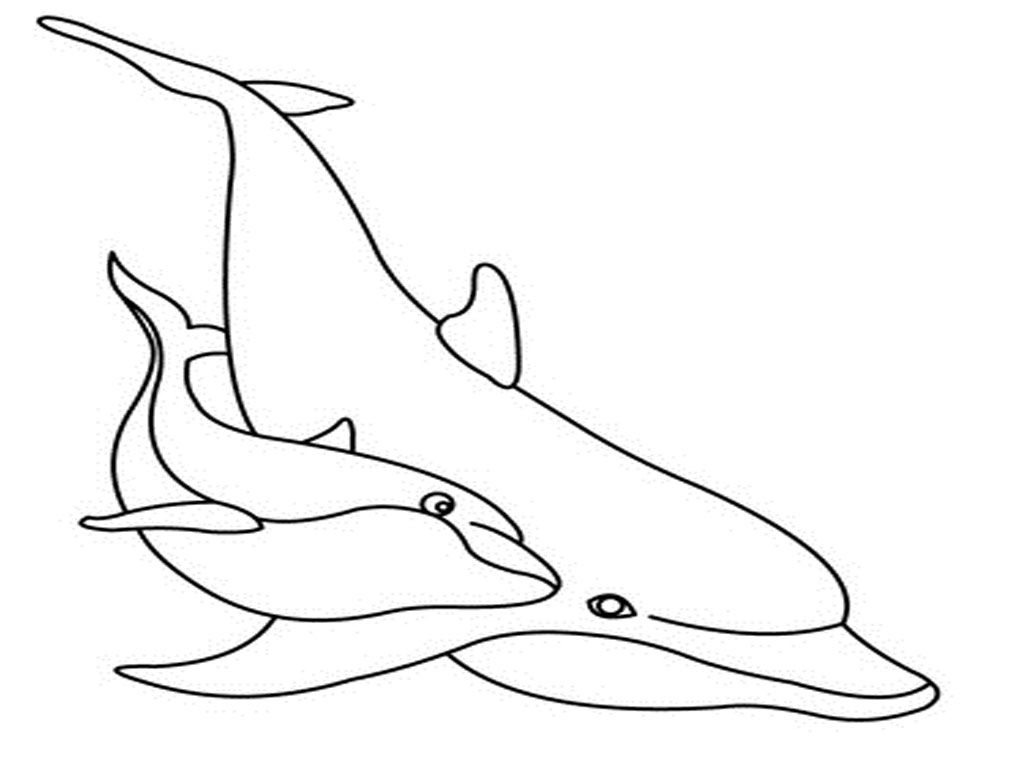 1024x768 Dolphins Playing In The Ocean With His Kids Coloring Pages