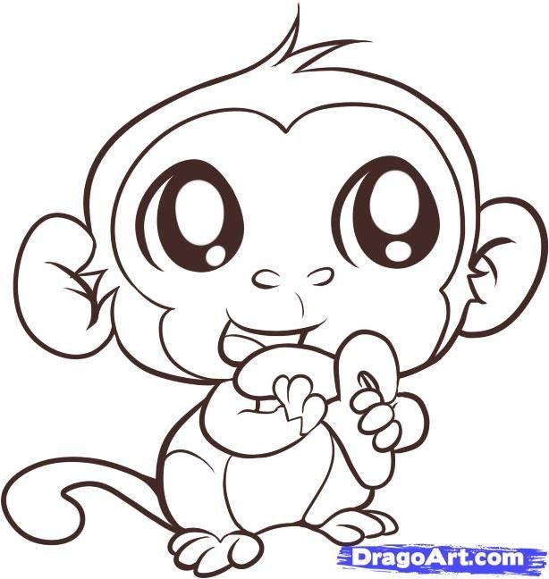 Cartoon Baby Monkey Coloring Pages 614x648 Cartoon Baby Monkey Coloring Pages