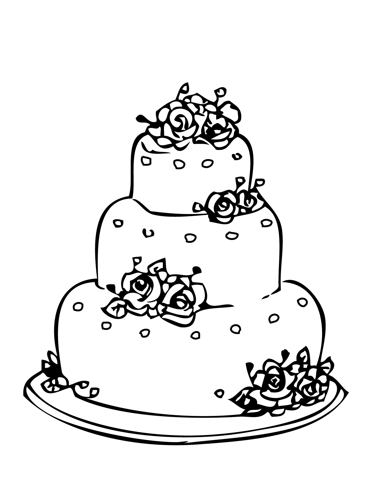 Wedding Cake Coloring Page 1275x1650 Wedding Cake Coloring Page