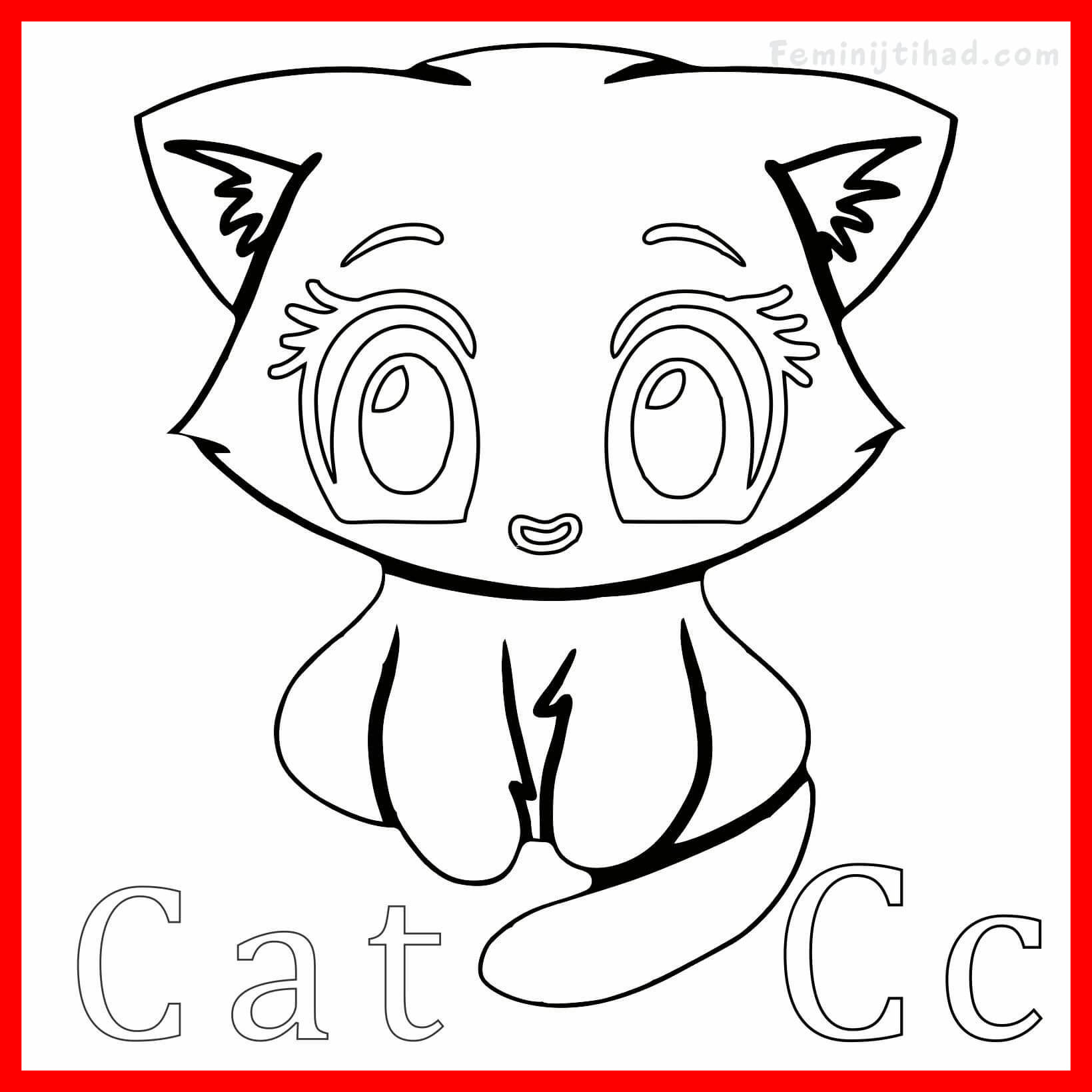 Cute Cartoon Cat Coloring Pages 1639x1639 Cute Cartoon Cat Coloring Pages