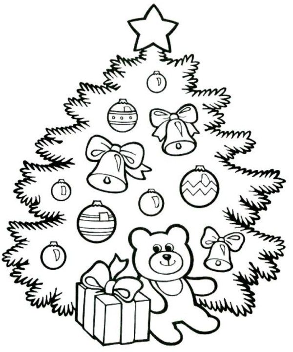 600x719 Cute Christmas Tree Coloring Page
