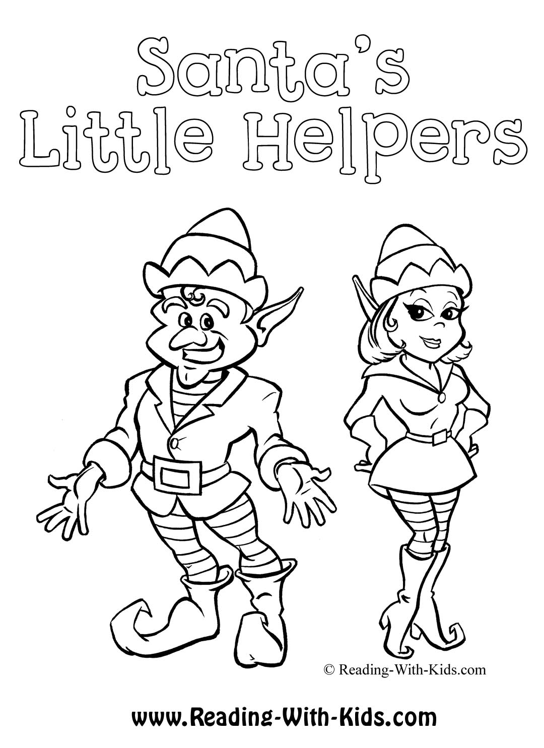 1080x1485 Christmas Elves Working Coloring Page