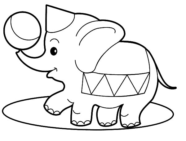 600x457 Cute Circus Elephant Wearing Pointing Hat Coloring Pages Best