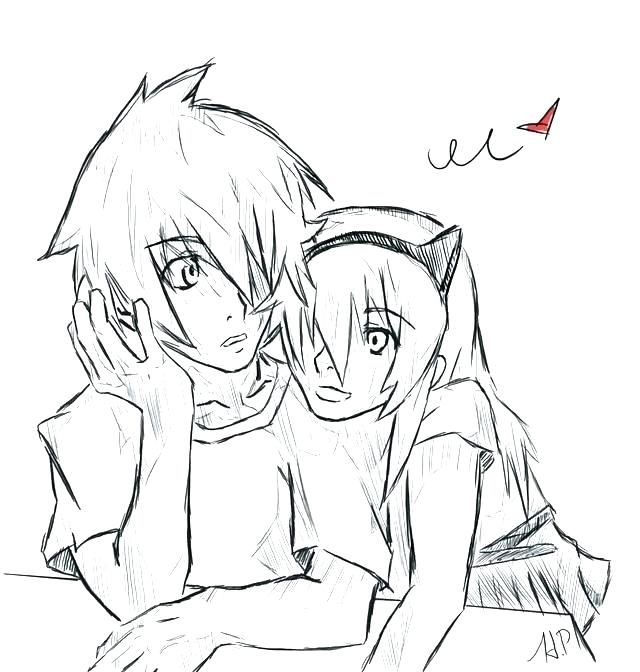 640x672 Cute Couple Coloring Pages Cute Anime Coloring Pages To Print Plus