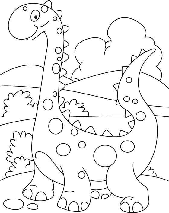 Walking Cute Dino Coloring Printout Dla Dzieci 560x706 Walking Cute Dino Coloring Printout Dla Dzieci