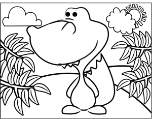 300x234 Cute Dinosaur Coloring Page