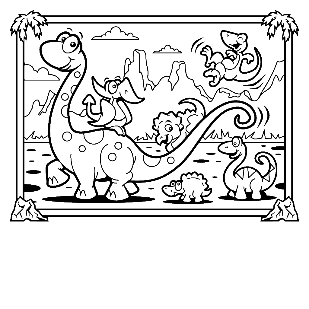 1024x1024 New Unlock Dinosaur Coloring Pages Cute Cartoon Page Free