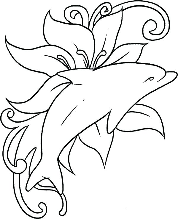 600x736 Dolphin Coloring Pages Peaceful Design Dolphin Coloring Pages