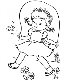 Print Out Spring Cute Girl Jumping Rope Coloring Page 277x338 Print Out Spring Cute Girl Jumping Rope Coloring Page