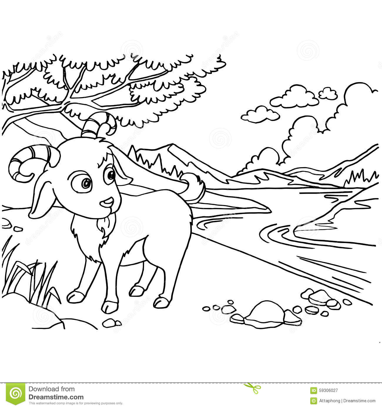 1300x1390 Goat Coloring Pages Vector Stock Illustration Of New
