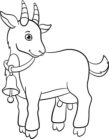 368x468 Coloring Farm Little Cute Goat Premium Clipart