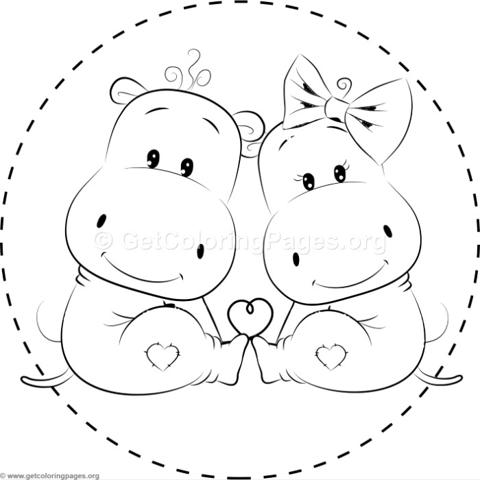 Cute Hippo Coloring Pages 700x700 Cute Hippo Coloring Pages