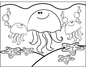 300x234 Cute Jellyfish Coloring Page