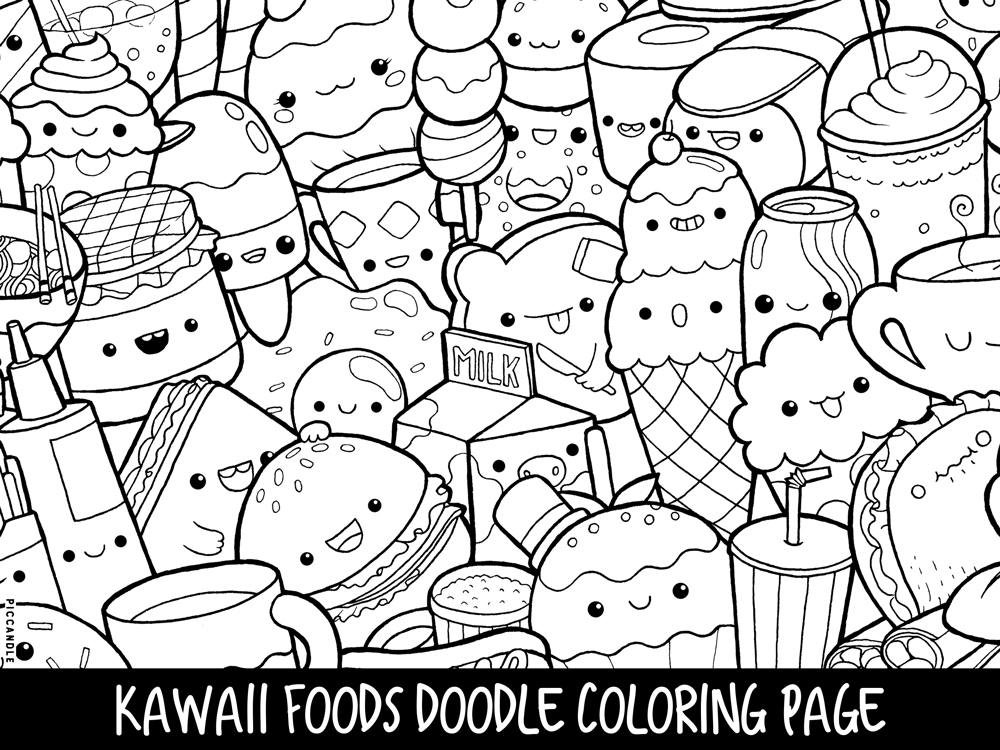 Foods Doodle Coloring Page Printable Cutekawaii Coloring 1000x750 Foods Doodle Coloring Page Printable Cutekawaii Coloring