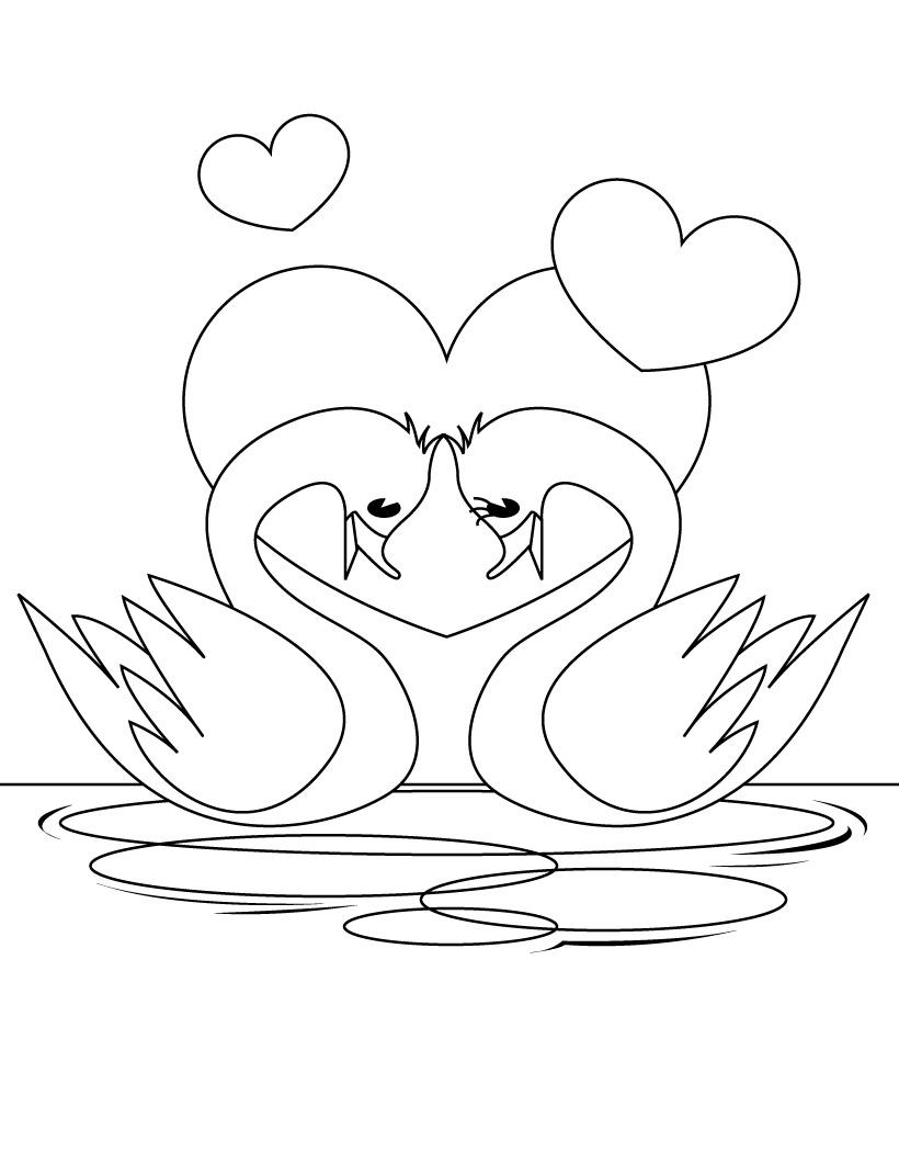 Cute Swan In Love Coloring Page For Kidz 820x1060 Cute Swan In Love Coloring Page For Kidz