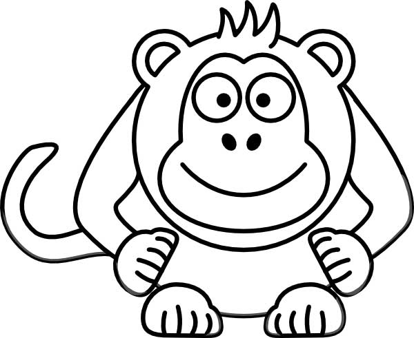 600x491 Cute Monkey Coloring Page For Kids