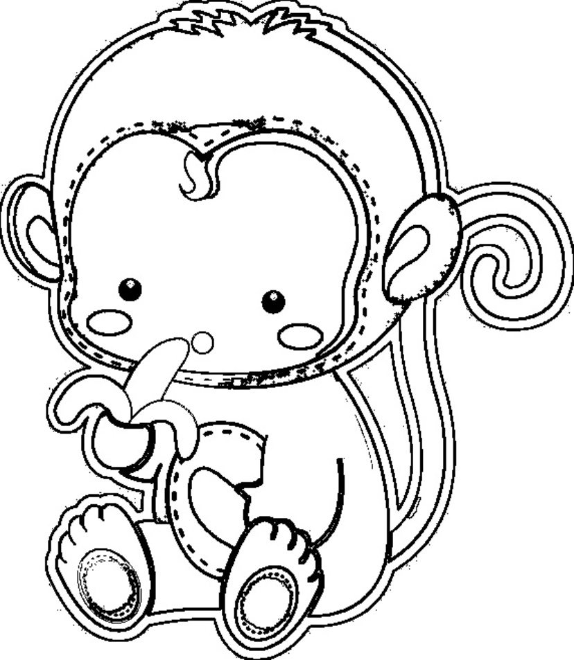 828x953 Cute Monkey Coloring Pages For Kids Printable