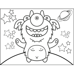 300x300 Cute Monster Coloring Page