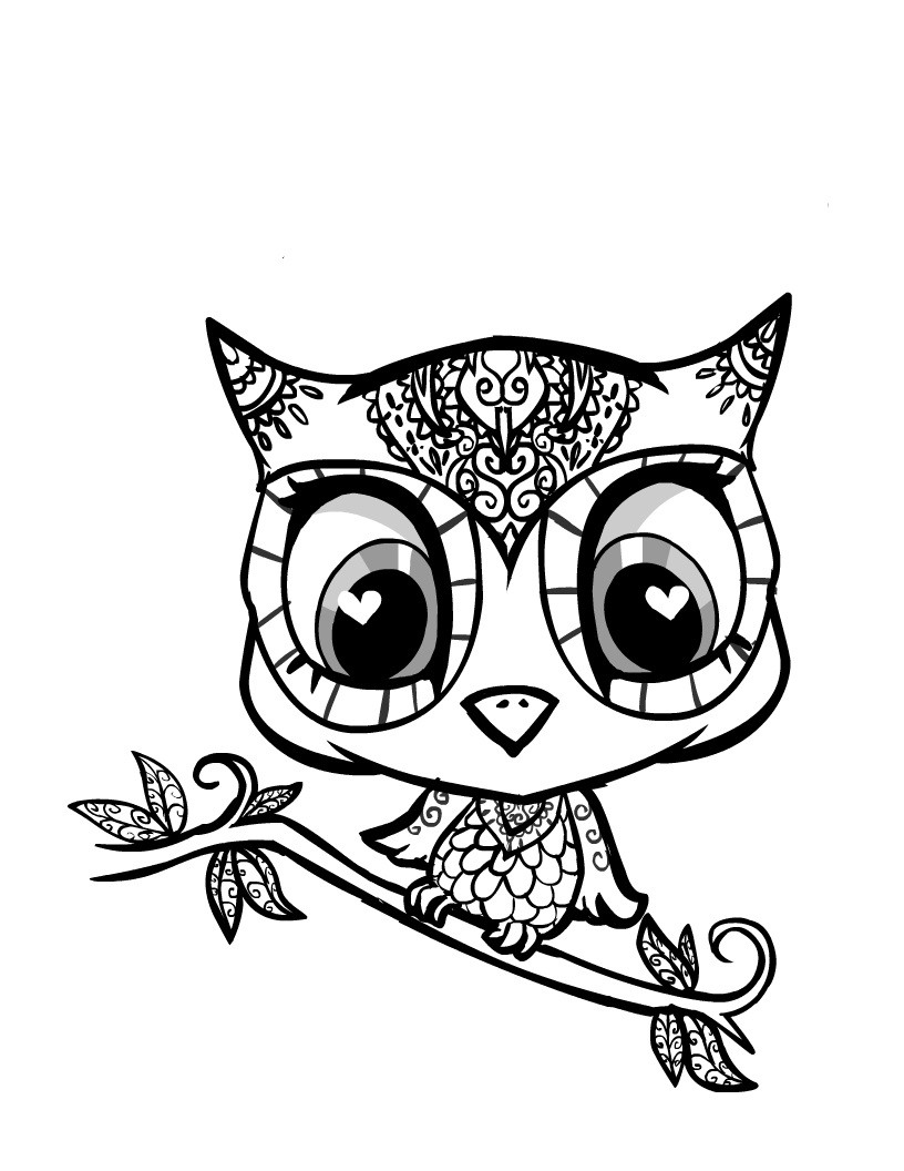 816x1056 Cute Owl Coloring Pages For Girls Printable Showy Mosm