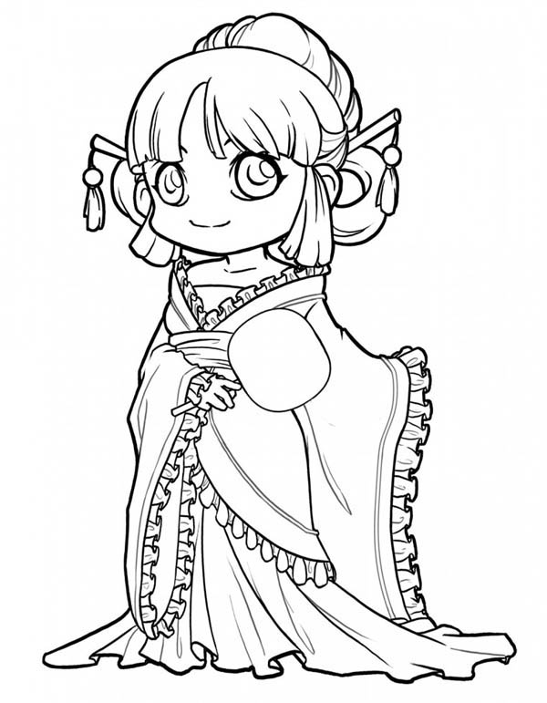 600x771 Cute Princess Chibi Drawing Coloring Page