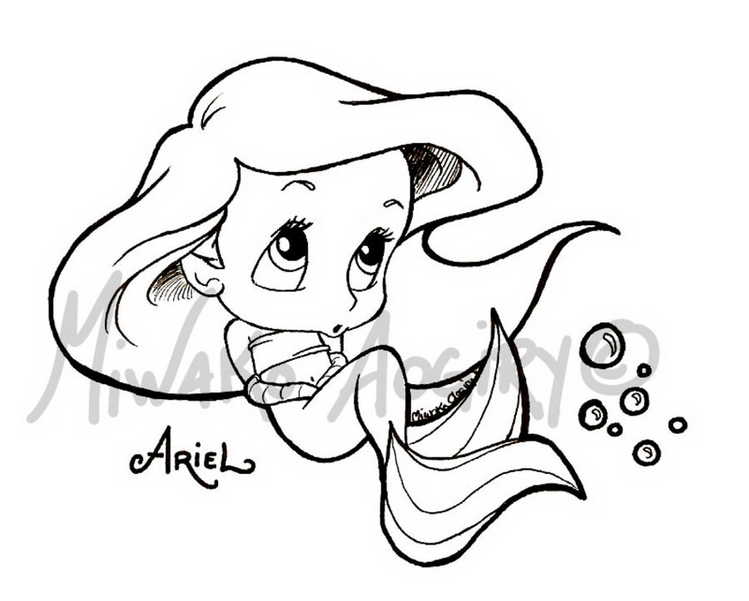 1048x842 Cute Baby Disney Princess Coloring Page Ariel Princess Free