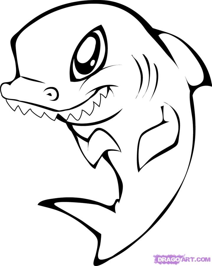 718x900 Easy To Draw Cartoon Shark How To Draw A Cute Shark Step 6