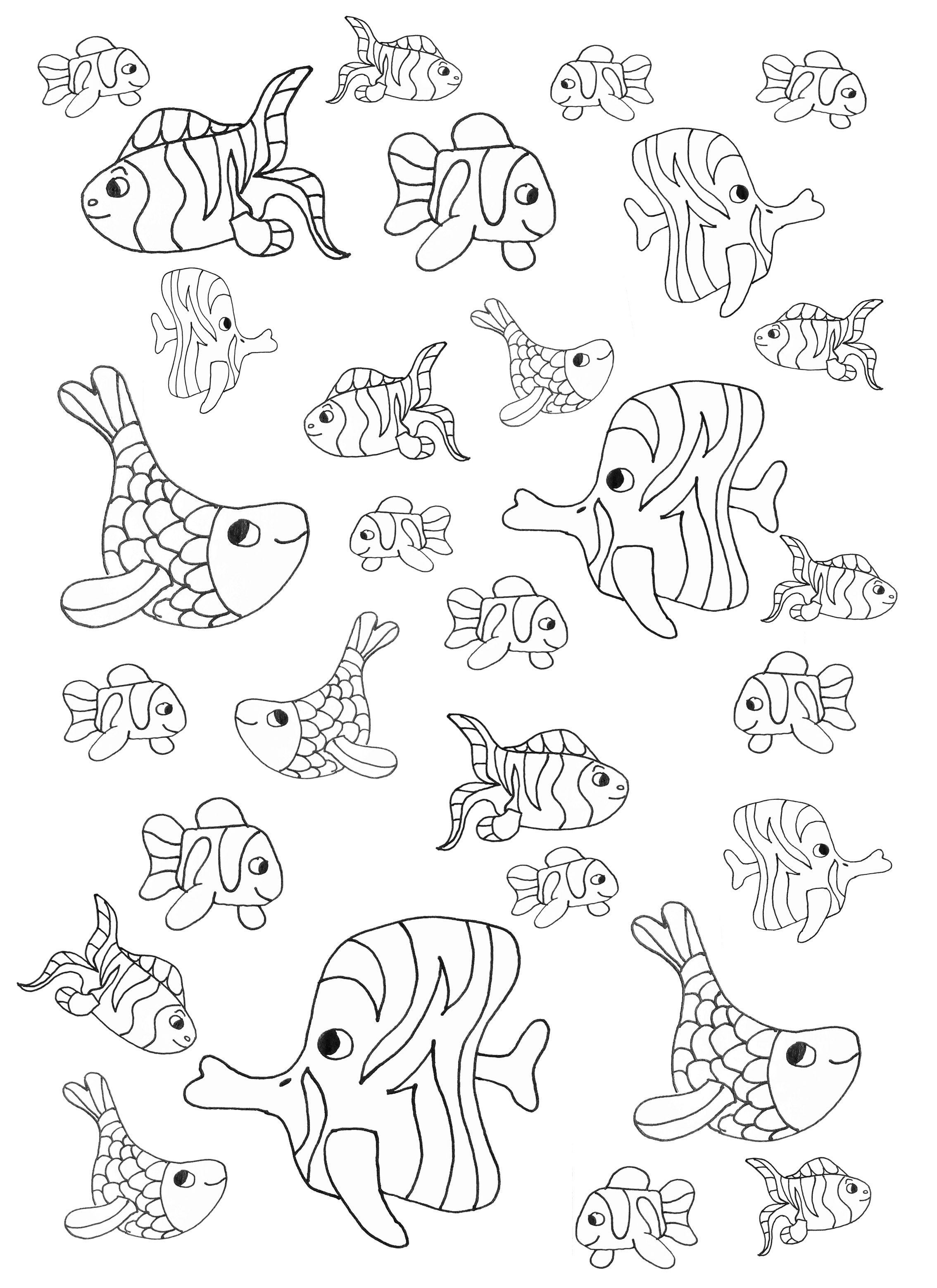 Free Coloring Page Coloring Adult Little Fishes. Simple Coloring 2268x3118 Free Coloring Page Coloring Adult Little Fishes. Simple Coloring