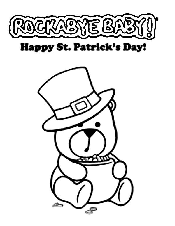 Cute Teddy Bear Say Happy St Patricks Day Coloring Page 600x777 Cute Teddy Bear Say Happy St Patricks Day Coloring Page
