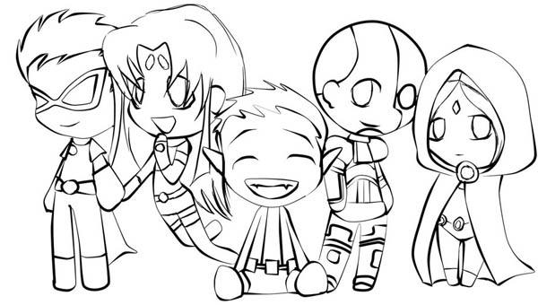 600x340 Cute Teen Titan Chibi Drawing Coloring Page