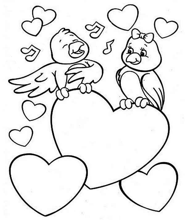 Cute Valentine Coloring Pages Two Cute Birds On Valentines Day 600x711 Cute Valentine Coloring Pages Two Cute Birds On Valentines Day