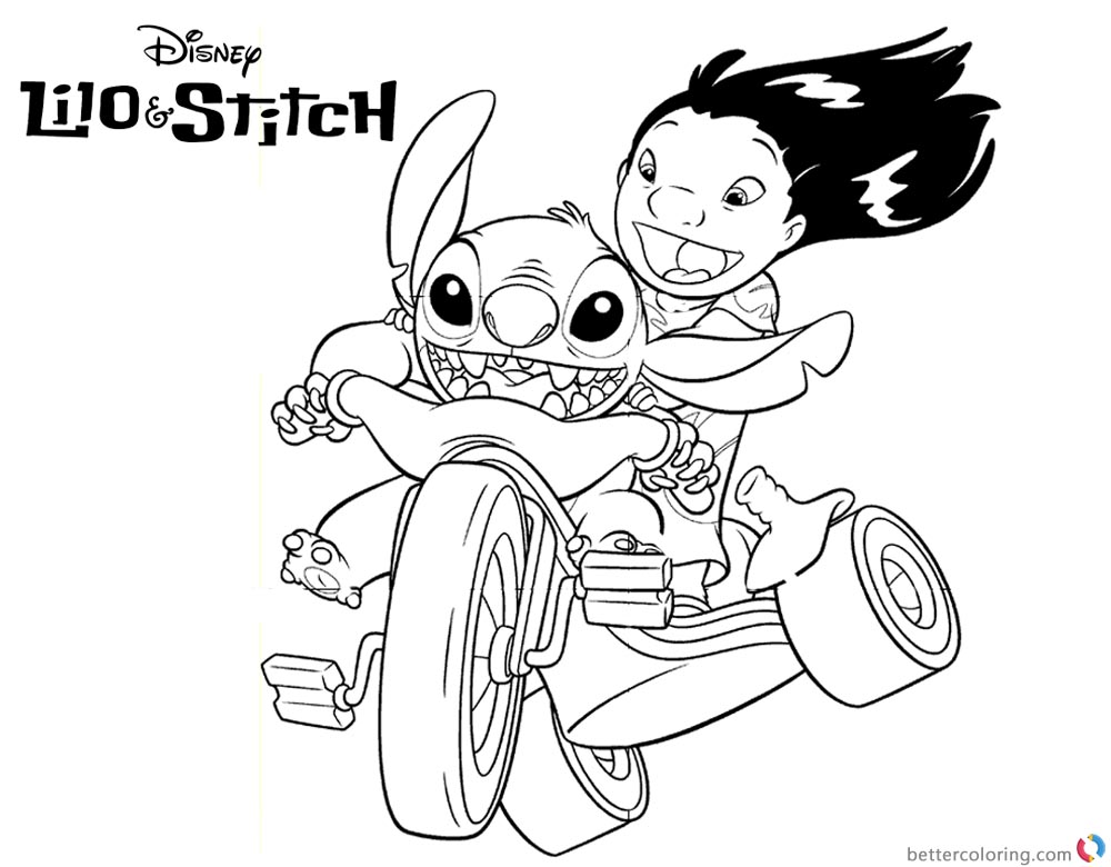 Lilo And Stitch Coloring Pages Cycling 1000x780 Lilo And Stitch Coloring Pages Cycling