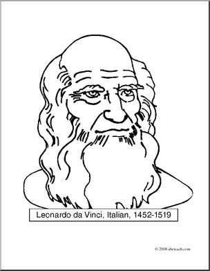304x392 Clip Art Artists Leonardo Da Vinci (Coloring Page) I Abcteach